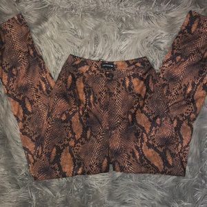 Brown Snake Print Straight Leg Trouser